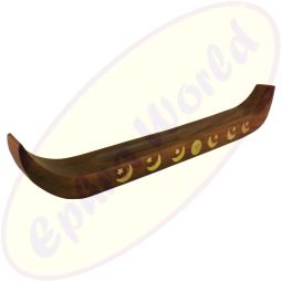 Räucherstäbchenhalter Langboot dunkelbraun Holz 39cm