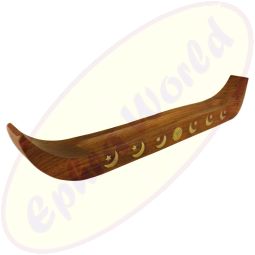 Räucherstäbchenhalter Langboot hellbraun Holz 39cm