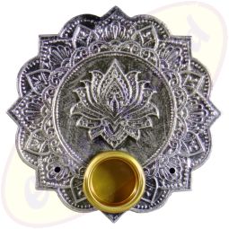 Räucherstäbchenhalterschale Lotus rund silber