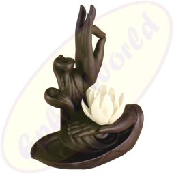 Rückflussräucherkegelhalter Hände mit Blume und Lotus
