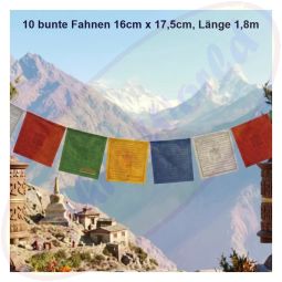 Tibetische Gebetsfahnen 10er 16x17,5cm Länge 1,8m