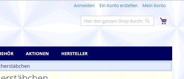 Suchen direkt von jeder Seite des Shops Suchen direkt von jeder Seite des Shops